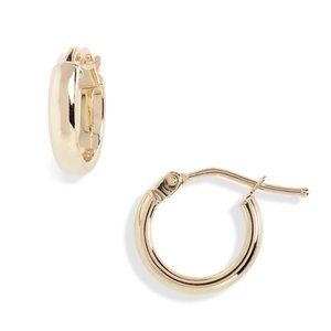 Bony Levy 14k Gold Beveled Edge Huggie Hoop Earings